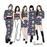 Navy Blue Multicolor Patola Digital Printed Fabric Material